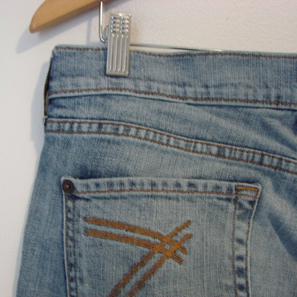 7 For All Mankind Dojo Jeans Boho Wide Leg Flare Mid Rise Medium Wash Tall 30 - Picture 15 of 16